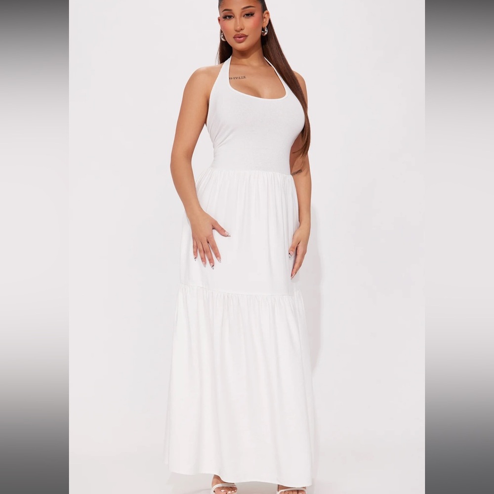 Fashion nova Helen Ribbed Maxi Dress - White